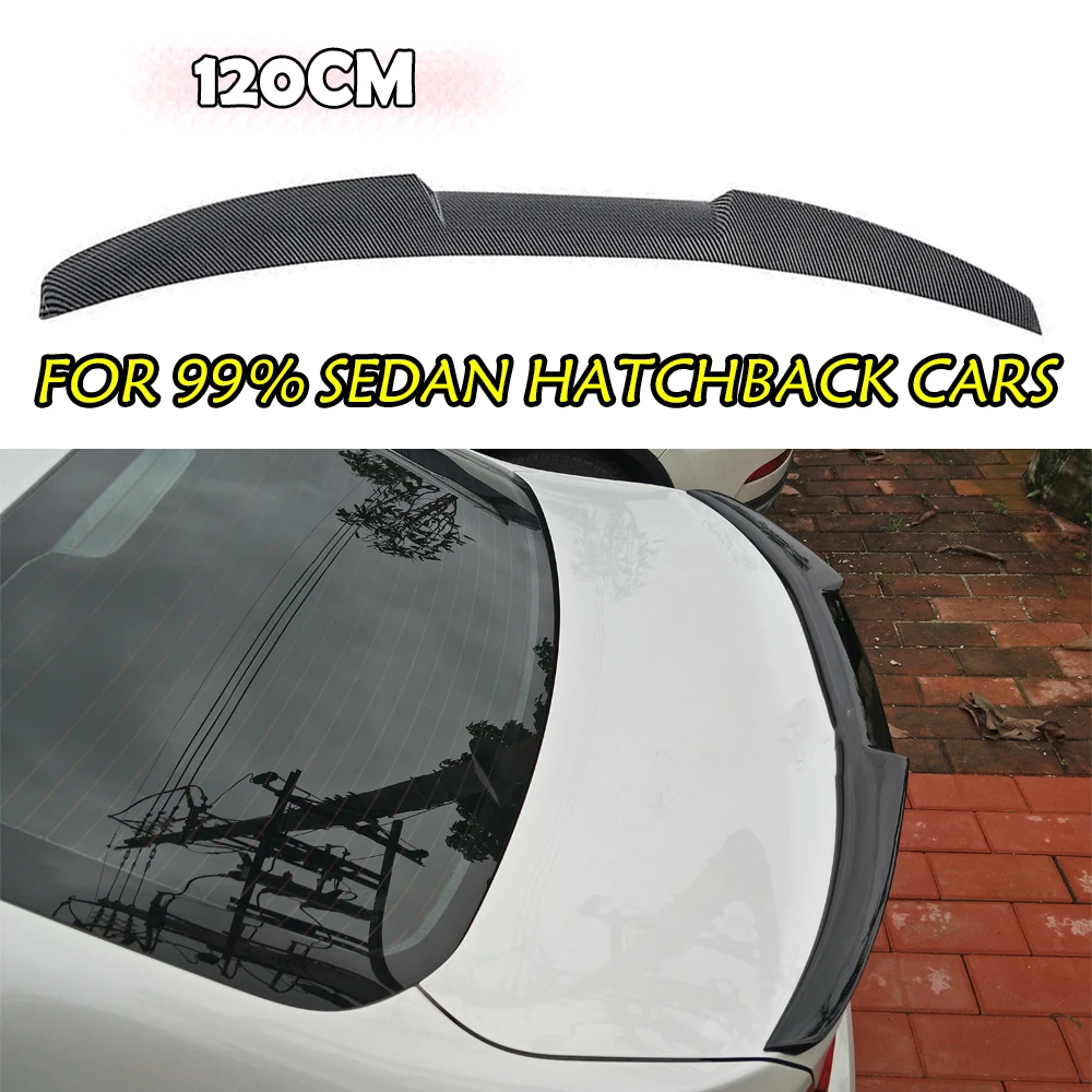 

1Pcs Universal 120CM Bright Black Soft Car Rear Durable Roof Trunk Spoiler Rear Wing Lip Trim Sticker Car Spoiler Car Spoiler