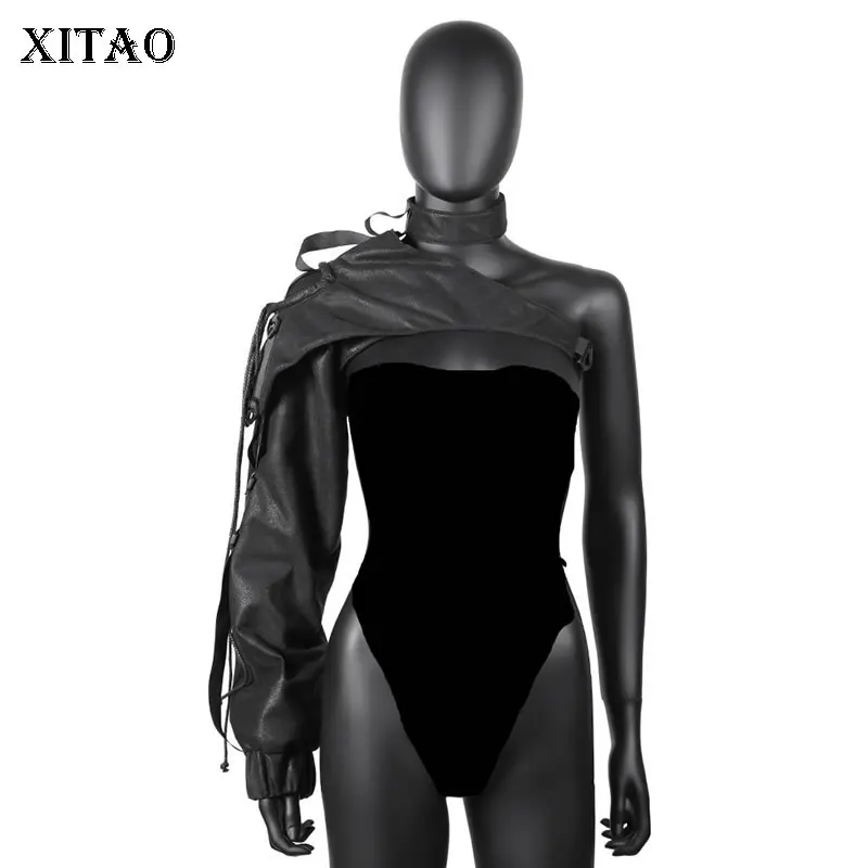 

XITAO Single Arm Ring Oversleeve Personality Fashion Asymmetrical Splicing Loop Collar Ribbon New Decorate Oversleeve GWJ3191