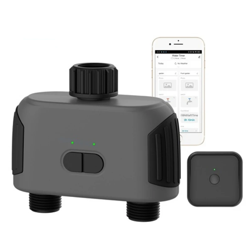 

Smart Dual Outlets Water timer with WIFI Hub Intelligent Sprinkler Timer Drip Irrigation Controller Garden Water timer