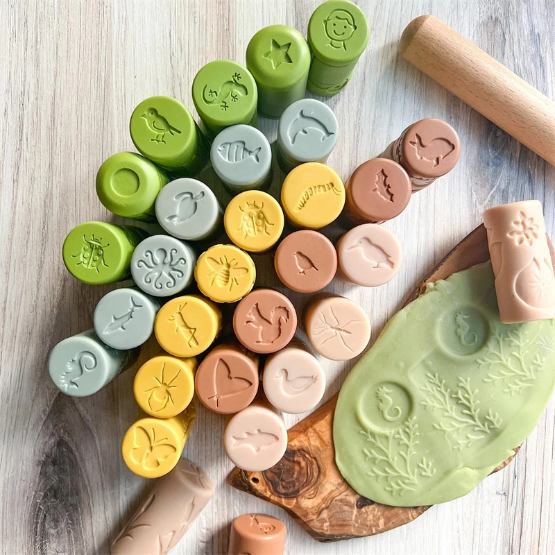 Montesorri Play Dough Stamp Toys Play Dough Fun Sensory Stamper Roller Play Dough Tools Mould Montessori Educational Wooden Toys Montesorri Play Dough Stamp Toys Play Dough Fun Sensory Stamper Roller Play Dough Tools Mould Montessori Educational Wooden Toys