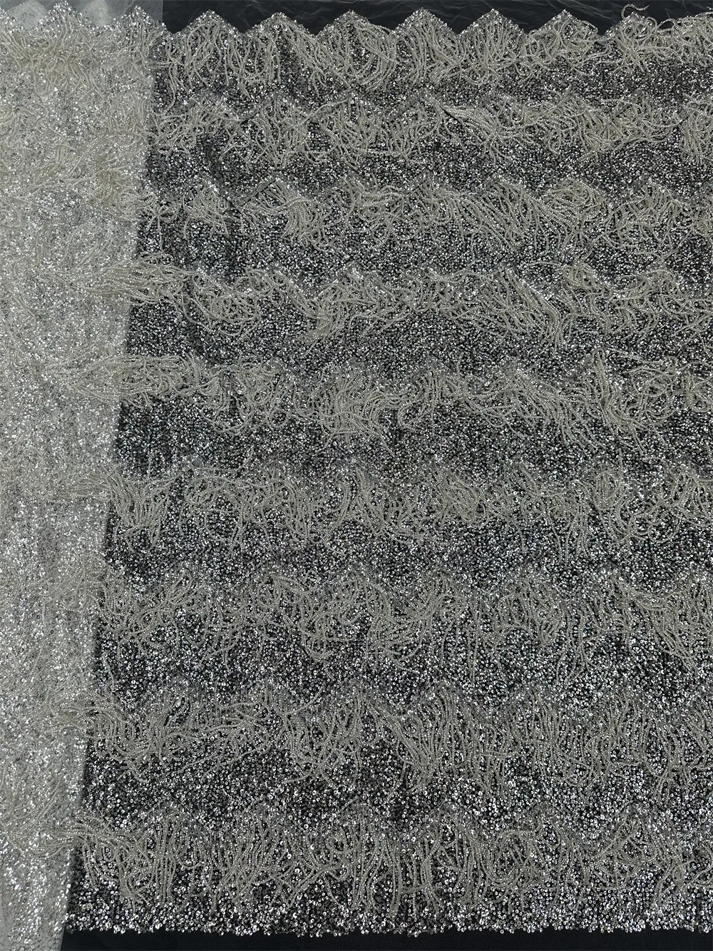 Роскошная африканская тюль с кисточками и бисером кружевная ткань 2024 высокое