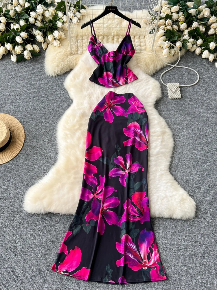 Комплект из двух предметов Foamlina с цветочным принтом женский летний пикантный