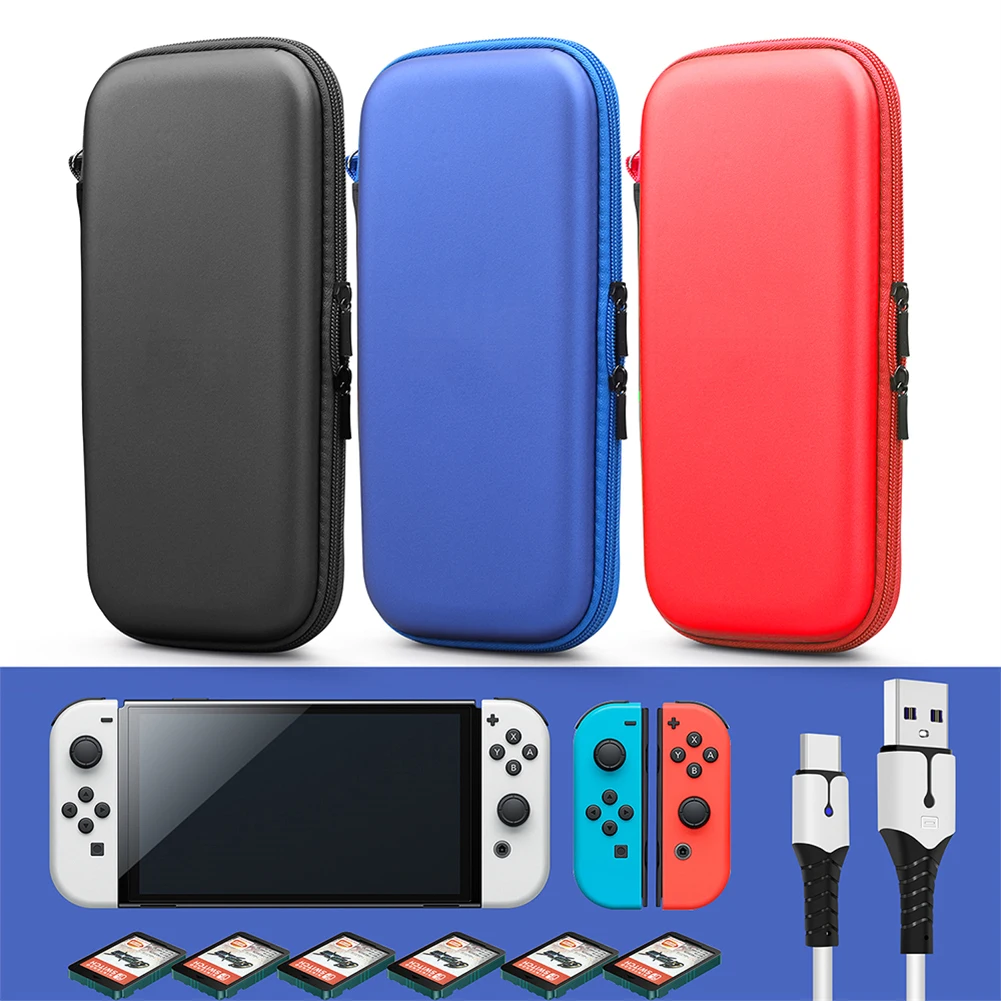 

Portable Oled Storage Bag Lightweight Durable Case Built-in 10 Game Card Slots Game Accessories Compatible For Nintendo Switch