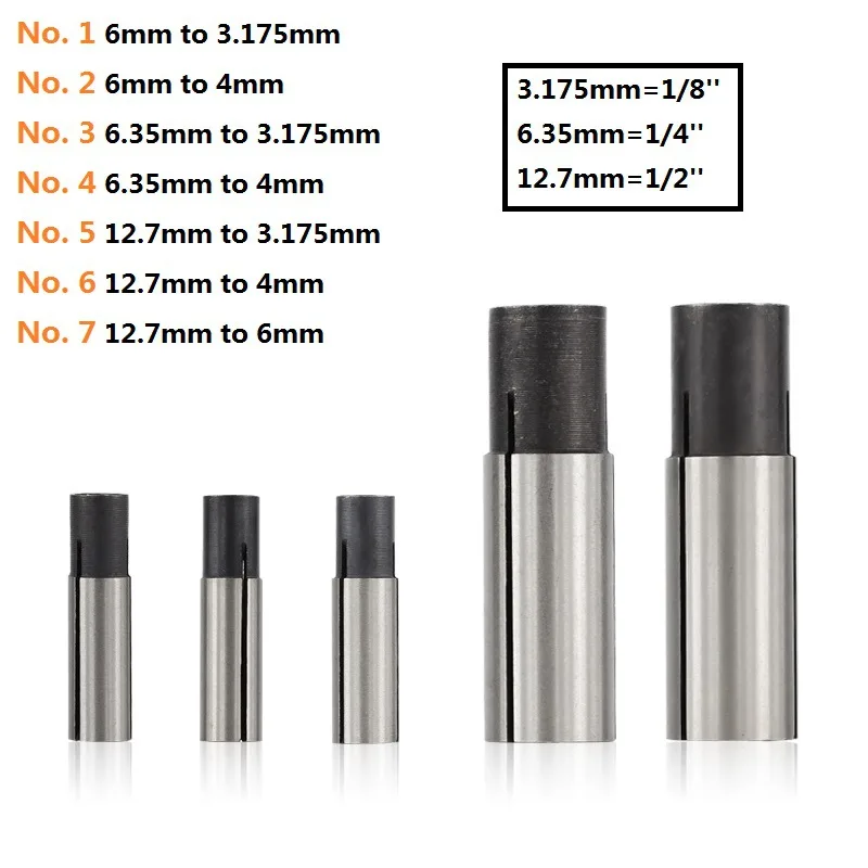 

1pcs 1/4 1/8 6.35 3.175 CNC Adapter Collet Shank CNC Router Tool Adapters Holder Milling Cutter Conversion Chuck 6 To 4