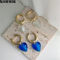kshmir glass heart shaped earrings round link large hanging earrings unique bohemian fashion earrings for women