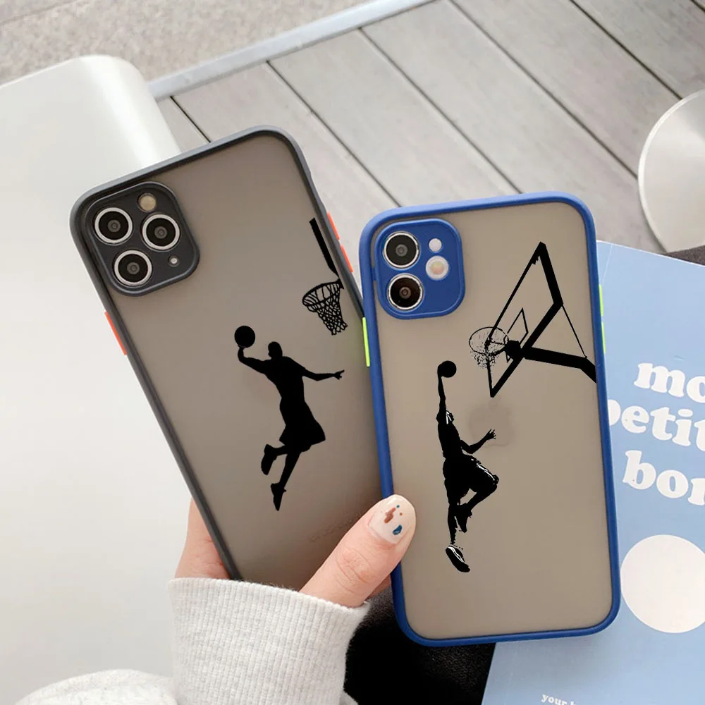 Phone Case for iphone 16Plus 15 14 13 12 11 16 Pro Max 8 7Plus XS XR X SE Basketball Cap Dunk Translucent Black Protection Cover