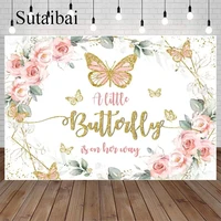 Butterfly Backdrop Pink Floral A Little Butterfly Is on Her Way Baby Shower Background Newborn Baby Girls Birthday Party Decor