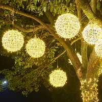 pamnny garden patio hanging lamp 30cm globe ball christmas string lights outdoor festoon fairy lights for street landscape decor