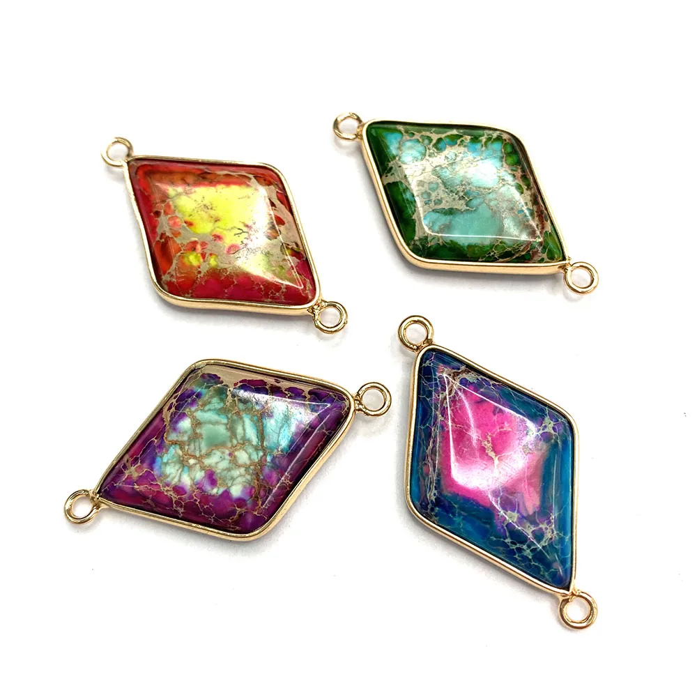 Подвеска из натурального Императорского камня с двойным отверстием соединительный элемент элегантное женское модное ожерелье «сделай сам» серьги ювелирные изделия Аксессуары 21x39 мм