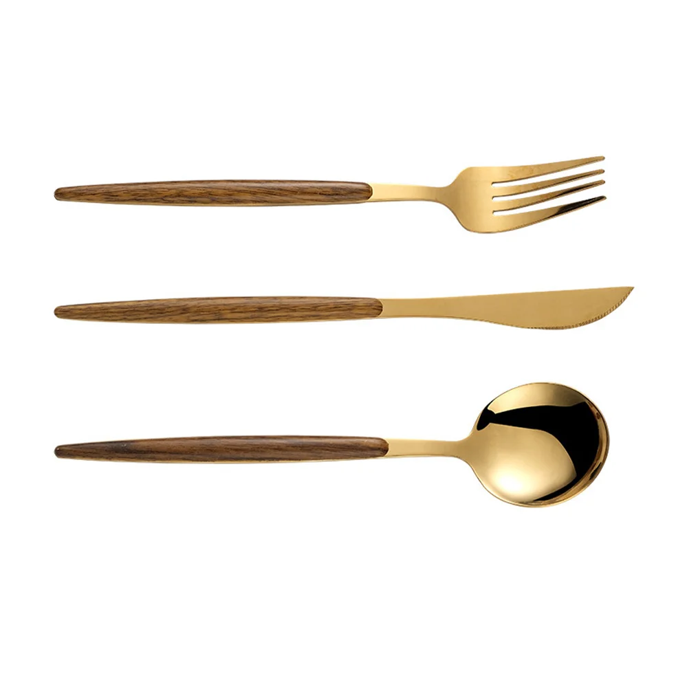 

Spoons Set Flatware Ice Cream Stainless Forks Tableware Wooden Steel Spoon Yogurt Cutlery Coffee Chopsticks Fork Westernbanquet