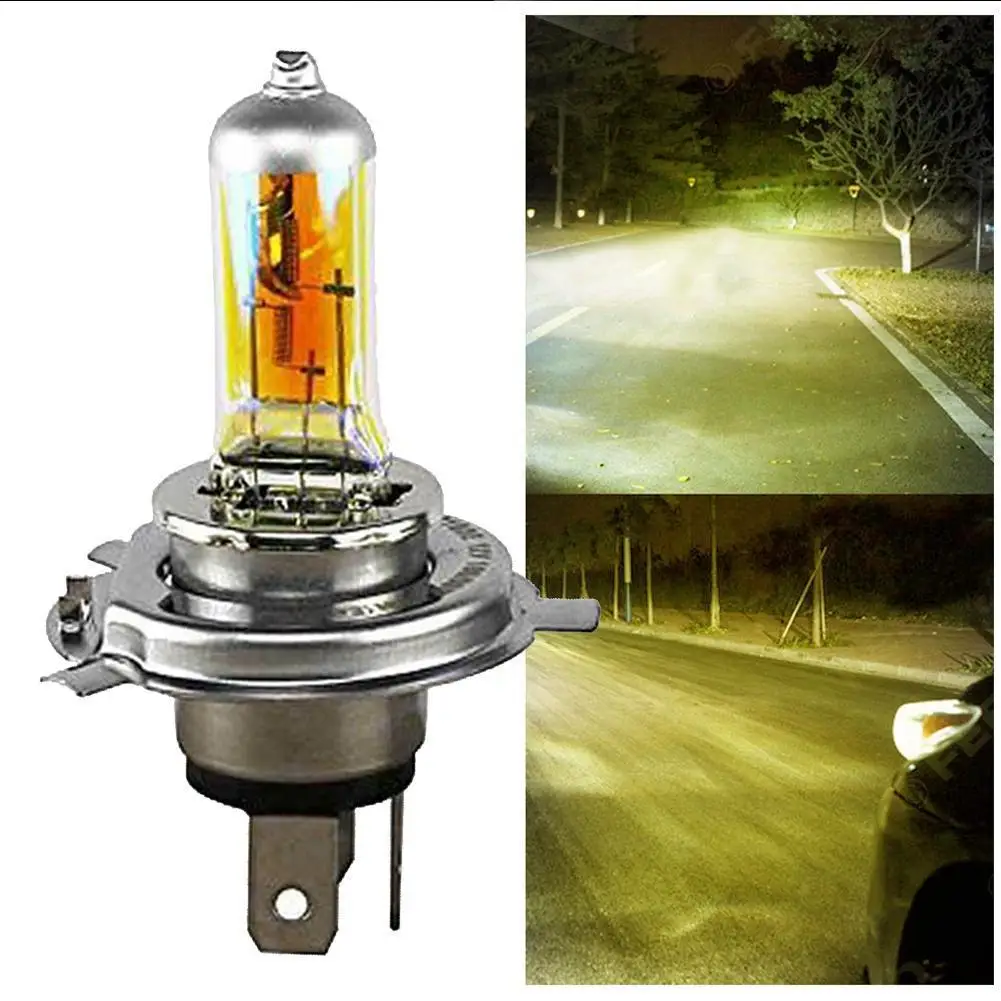 

Галогенная лампа H4 12 в 60/55 Вт P43T, 2300 К, золотисто-желтая, для автомобильных фар, кварцевое стекло H4 60 Вт 55 Вт, дальний и ближний свет, 2 шт.
