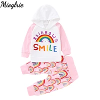 rainbow baby clothes girl fashion kids clothes boy 2piece infant girl clothes long sleeve newborn clothing baby outfit hooded