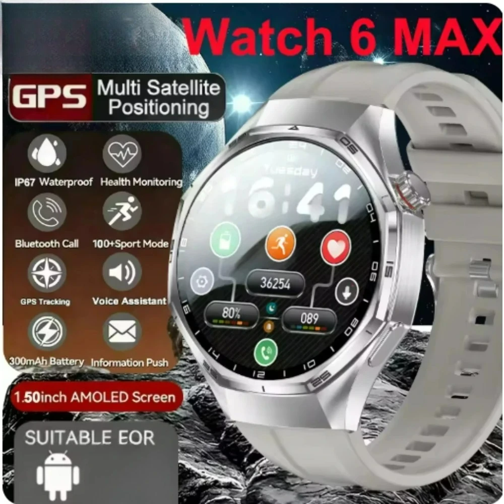 Фото Смарт-часы Xiaomi 029465 Watch 6 Pro с AMOLED-экраном, HD-трекером, Bluetooth-звонками, водонепроницаемостью, мониторингом здоровья и спортивными функциями для мужчин №1