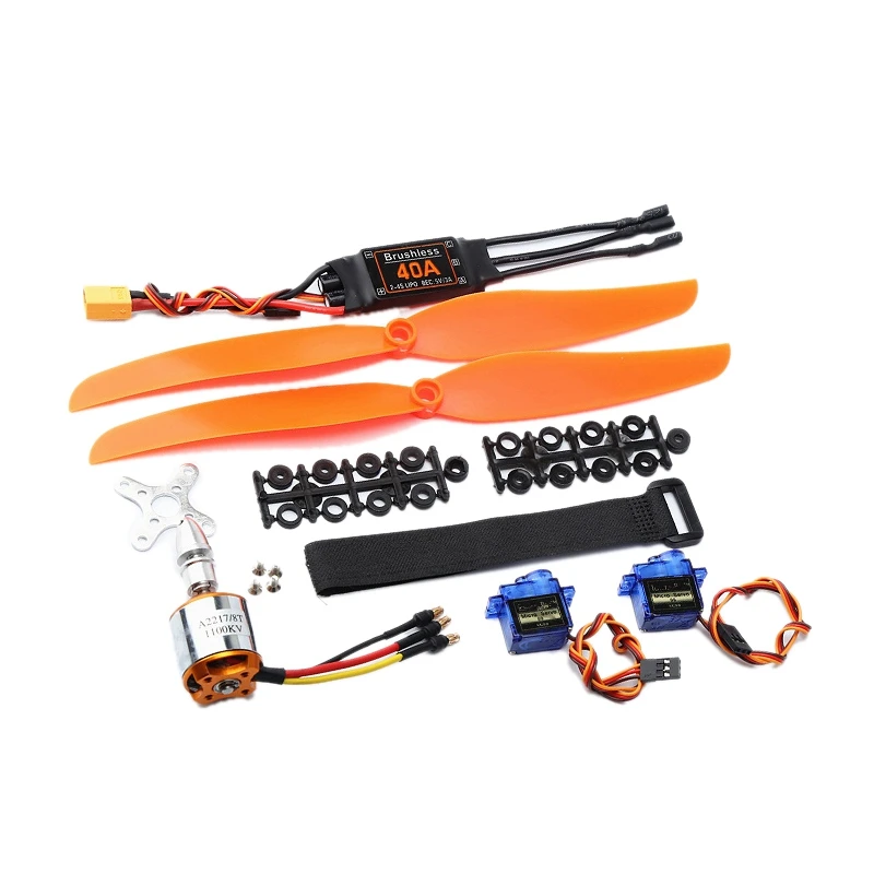 

A2217 1100KV бесщеточный двигатель 40A ESC XT60 разъем SG90 9G Mini Servo 1060 Пропеллер для радиоуправляемого самолета с неподвижным крылом