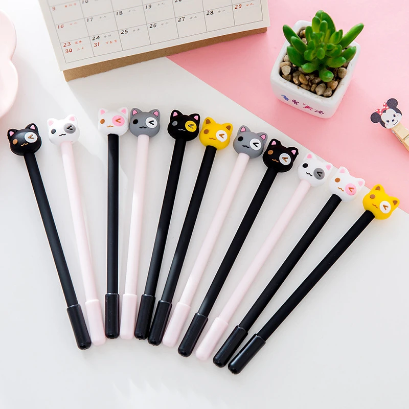 

DL Cute adorable cat selling South Korea creative stationery pen carbon neutral pen black student supplies prizes Kawaii