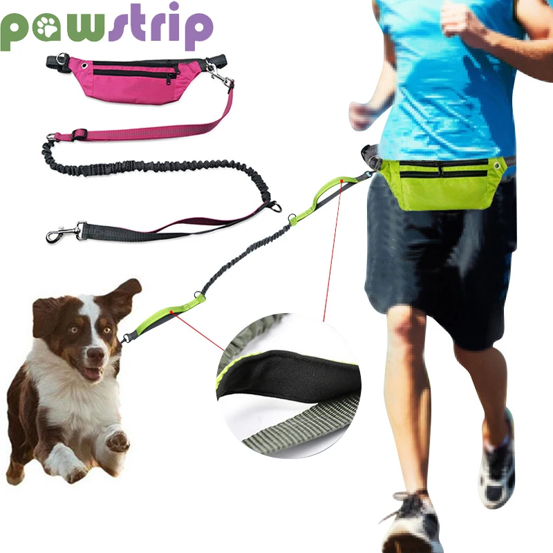 

Dog Leash with Waist Bag Hands Free Reflective Dog Traction Rope Elastic Belt Dogs Leash for Running Walking Dog Accessories