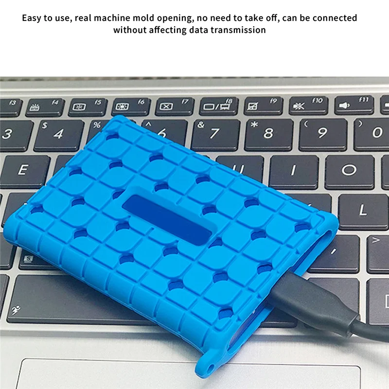 

Portable SSD PSSD Sleeve Skin Hard Disk Hard Drive Protective Cover Anti-Fall Silicone Case for Samsung T7 SSD, Blue