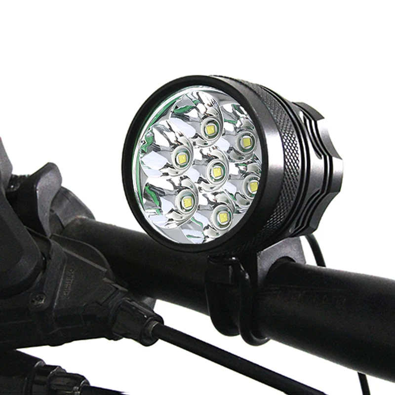 

Ultra Bright Bicycle Light 7LED Rechargeable 6*Battery Pack Bike Headlight Lantern High Power Indicator Lumen Front Lamp Switch