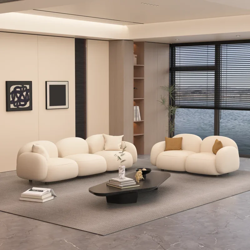 Скандинавский современный минималистичный диван 2-местный белый напольный