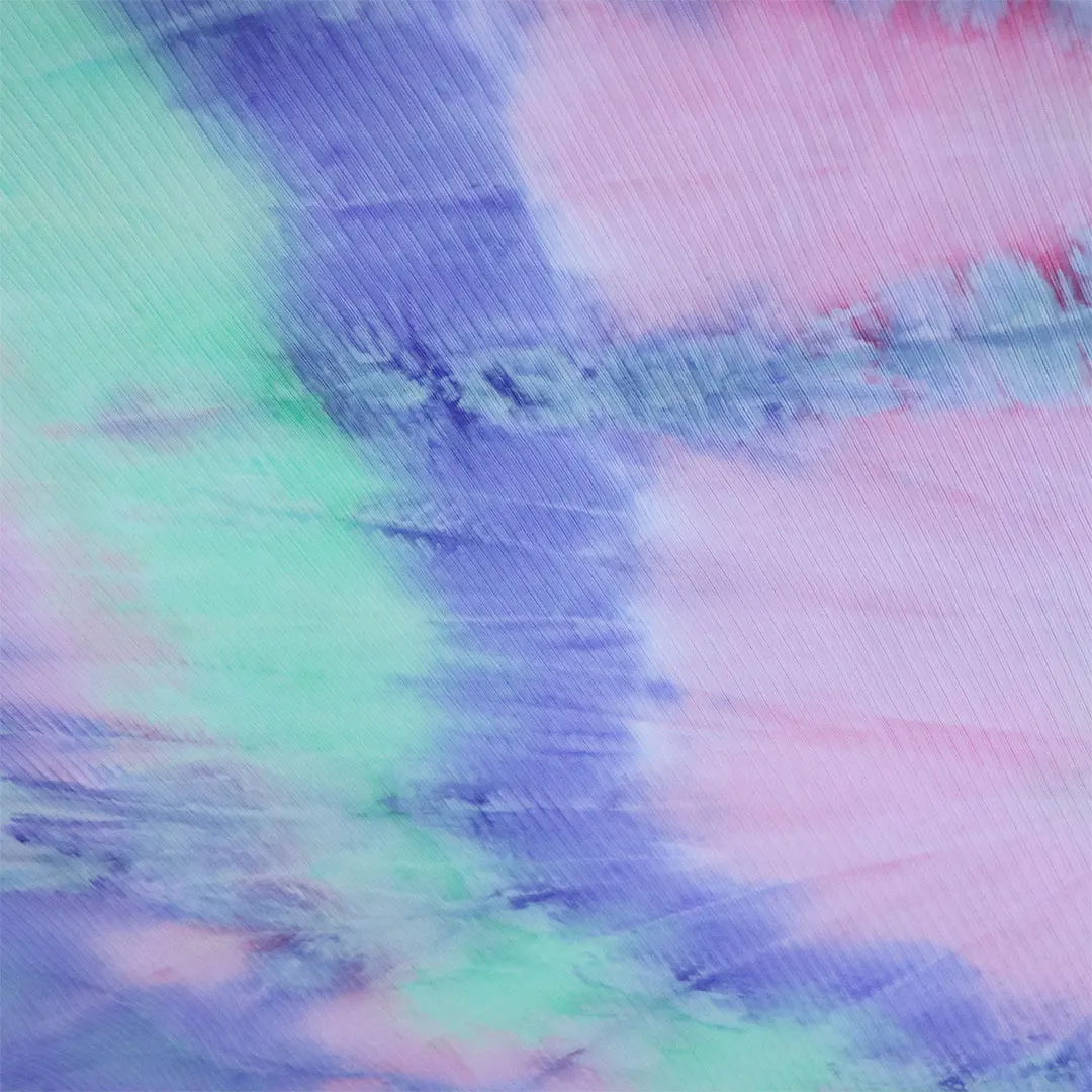

Knitted Pink Purple GreenTie-dye Fabric Home Textile Stretch Rib Knit 220g Per Meter Decorative Garment