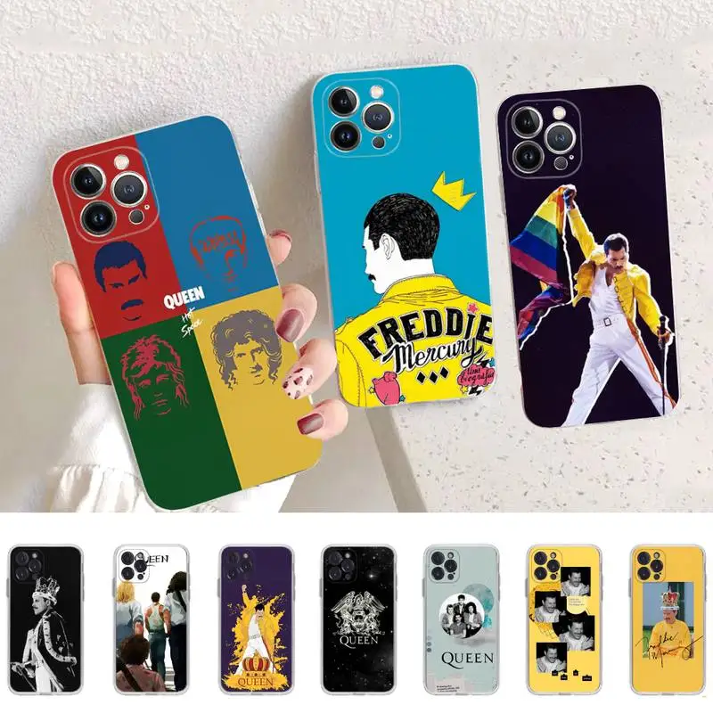 

Freddie Mercury Queen Phone Case For iPhone 14 13 12 11 Pro Max XS X XR SE 2020 6 7 8 Plus Mini Transparent Shell