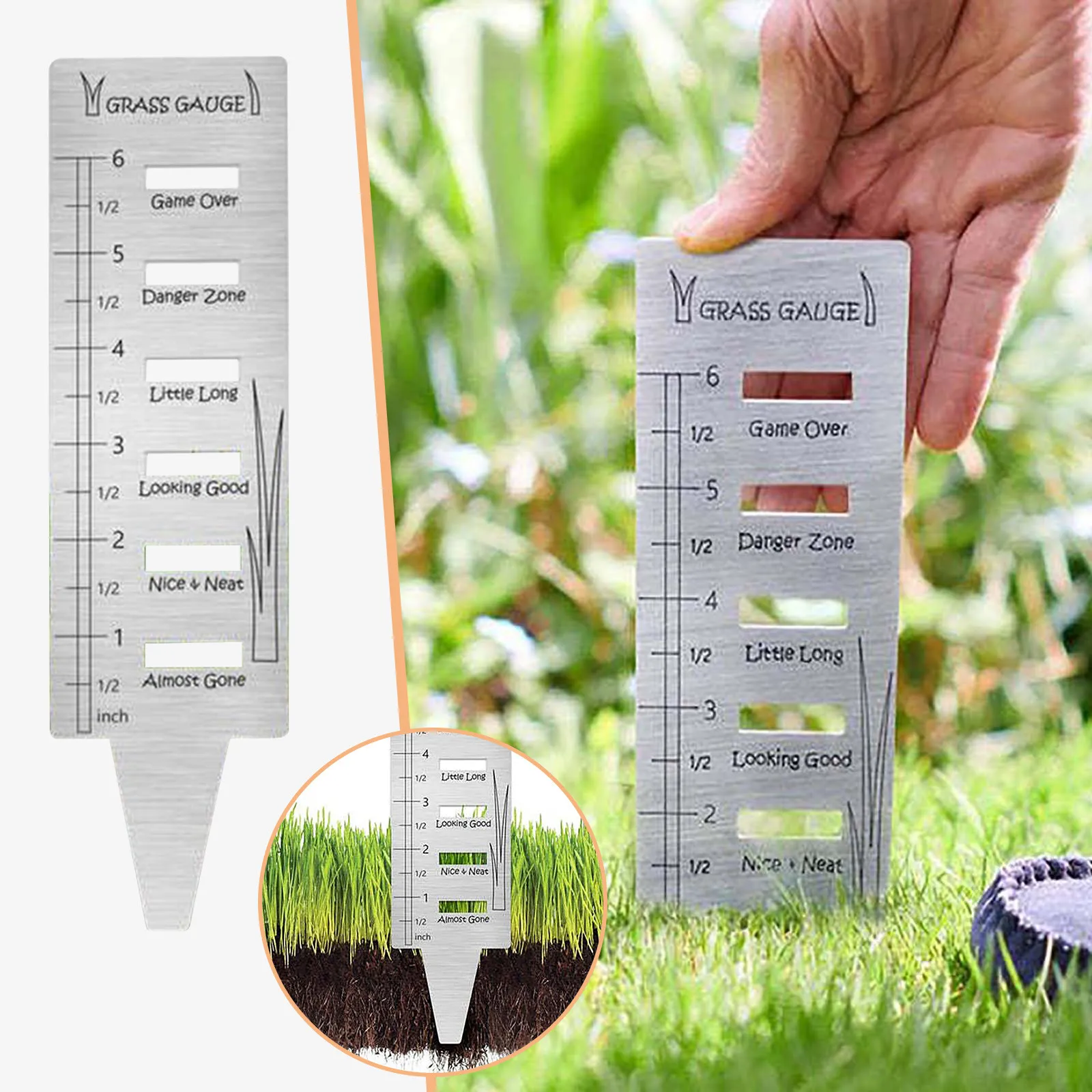 

Измеритель травы для садоводства, прополки, инструмент для газона, ландшафтный измеритель высоты роста растений из нержавеющей стали