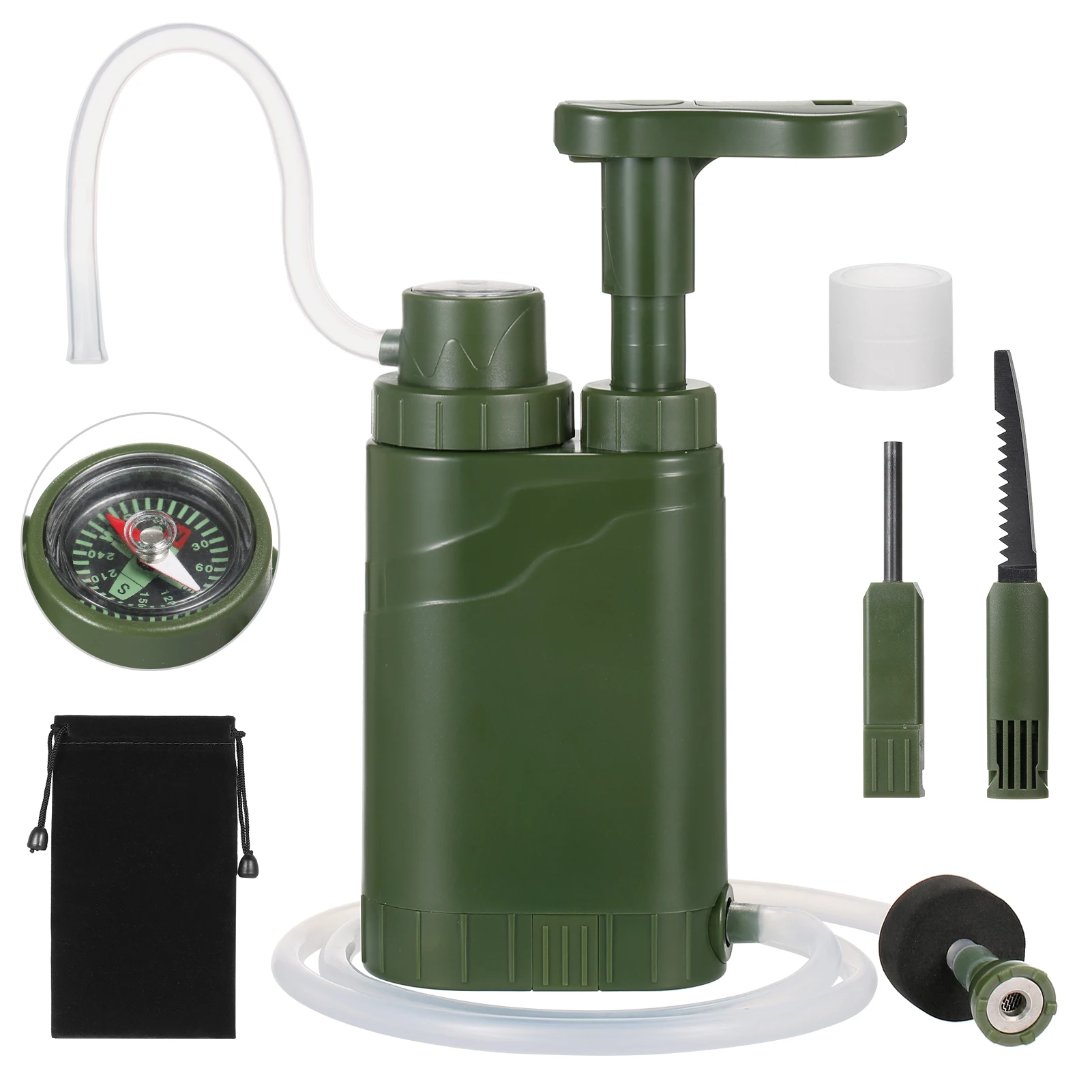 

Система фильтрации для пешего туризма фильтр для воды соломинка, система очистки воды с пожарным стартером, компас со свистком, экстренный ...