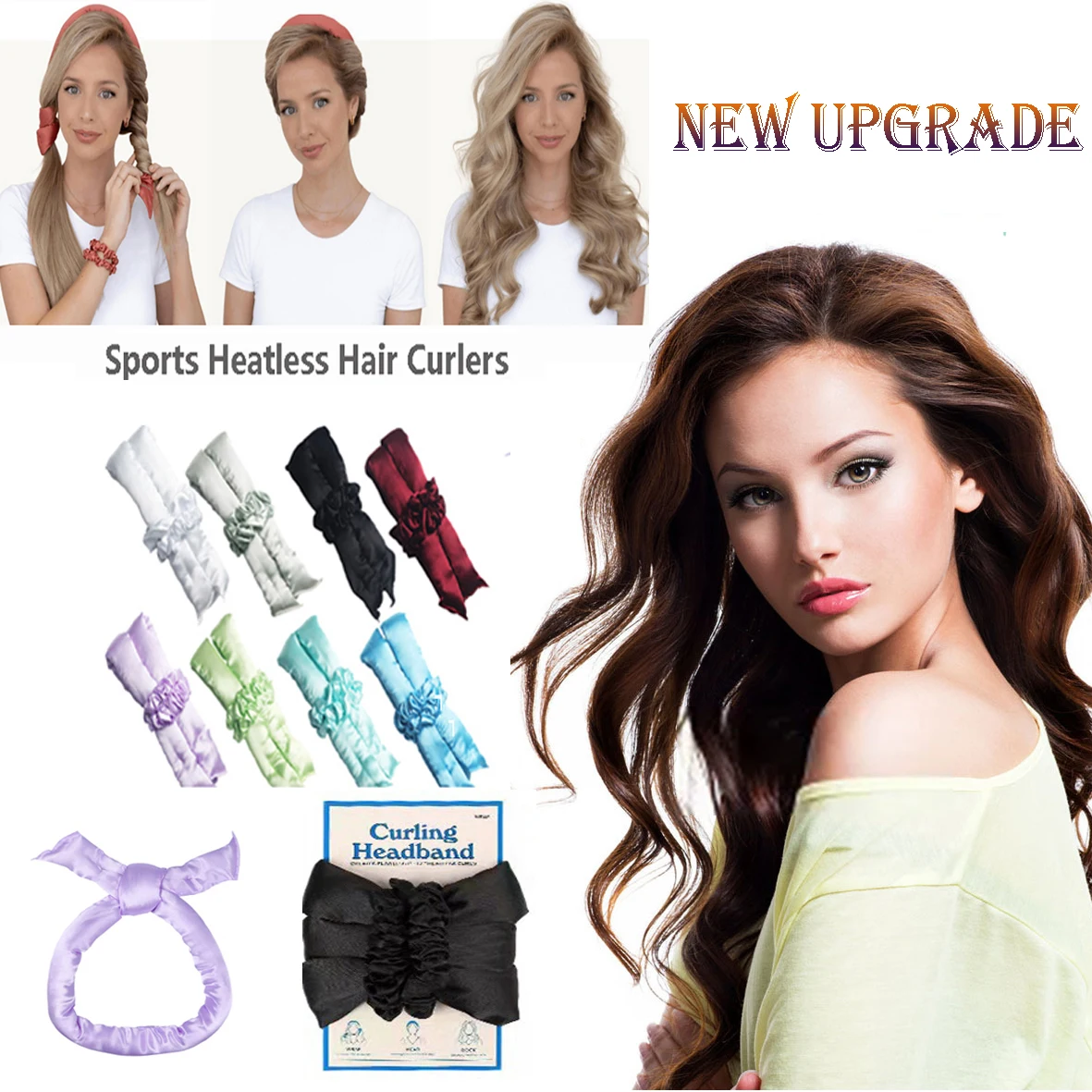 

New Hair Curler No Heat Hair Curlers Rollers Heatless Curls Sports Hair Tools Sleep Curly Hair Products ondulador de cabello