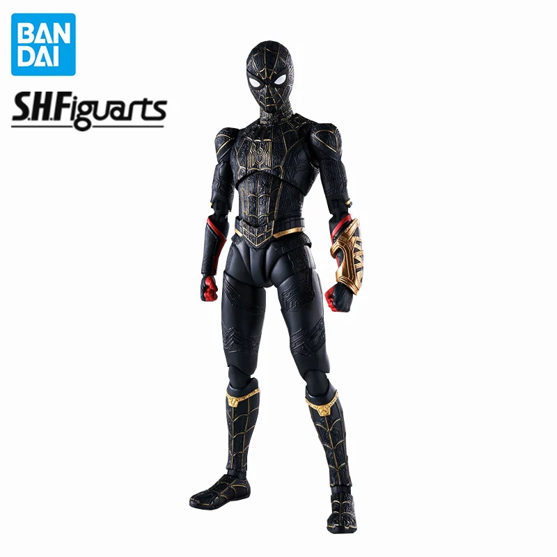 

Bandai Shfiguarts Black And Gold Suit Spiderman Spider-Man: No Way Home SHF Marvel Anime Figure Model Action Toys for Boys Gifts