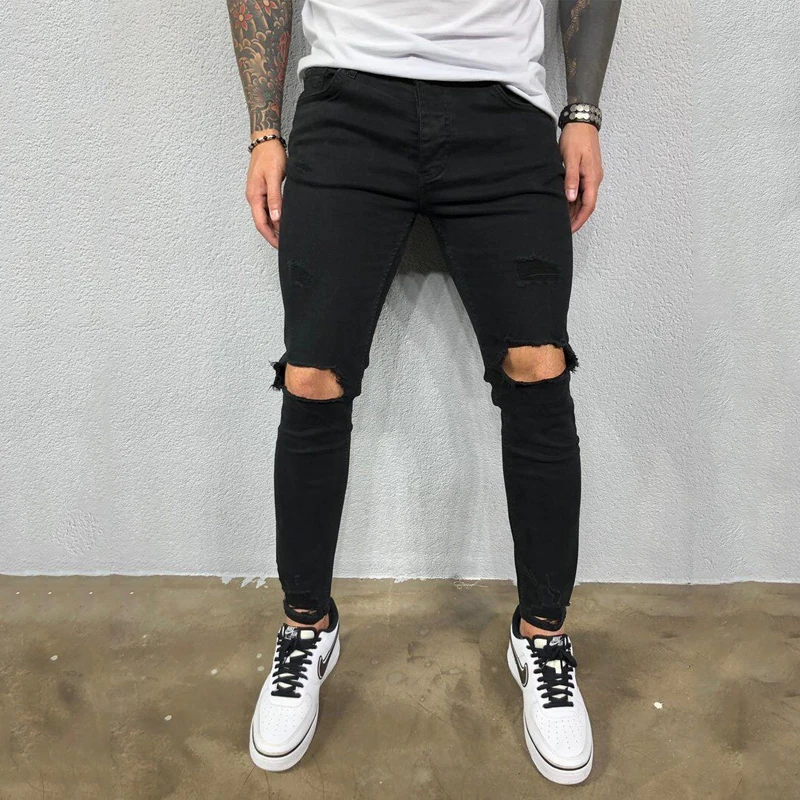 Fashion trend men's trousers clothing store Youth Casual Loose Stretch Breathable Jeans student trend all-match denim trousers