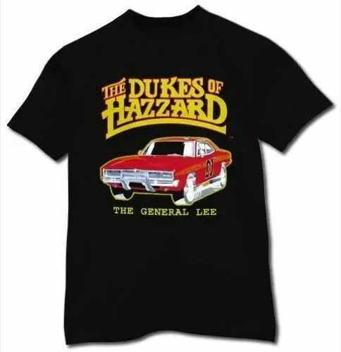 

Adult Black TV Show Series Dukes of Hazzard General Lee Charger T-shirt Tee