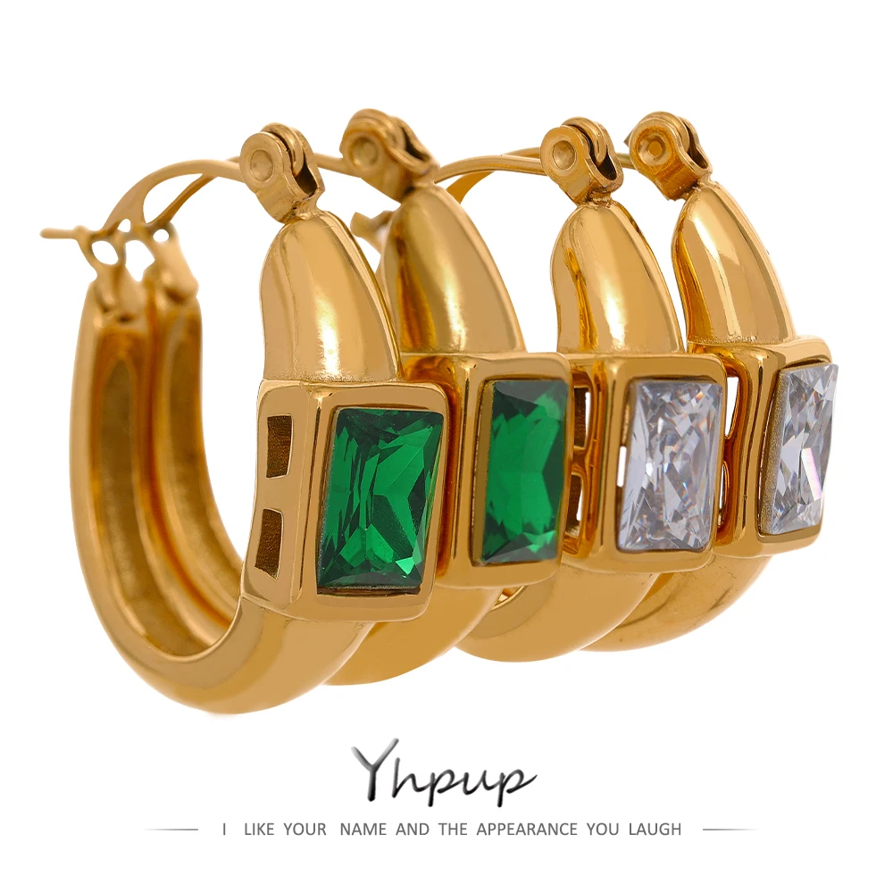 

Серьги-кольца из нержавеющей стали, с фианитом