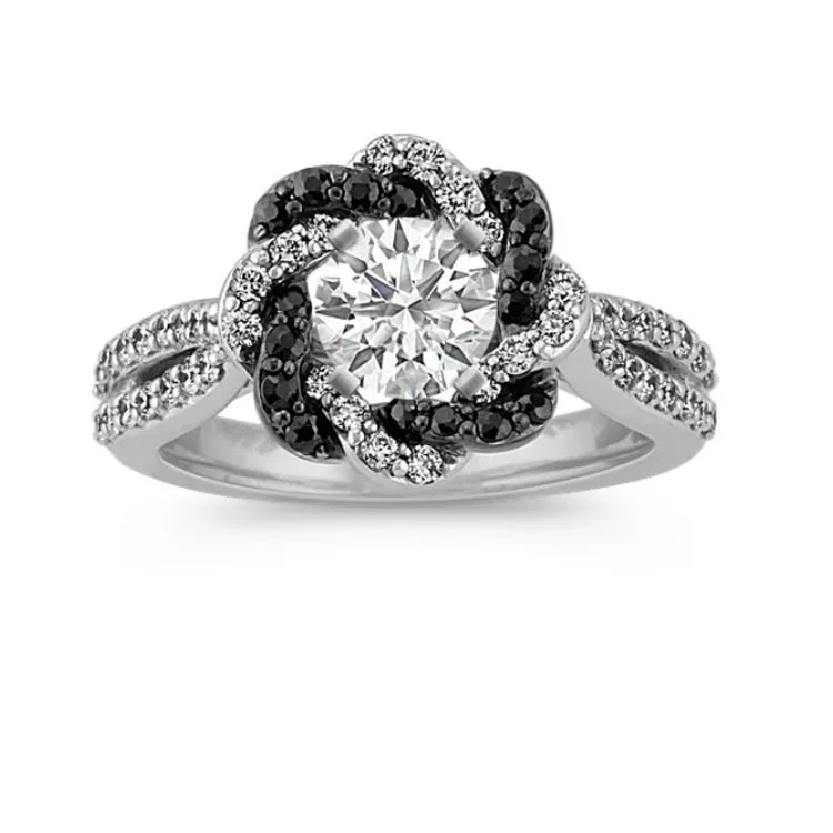 

Black Flower Zircon Rings for Women