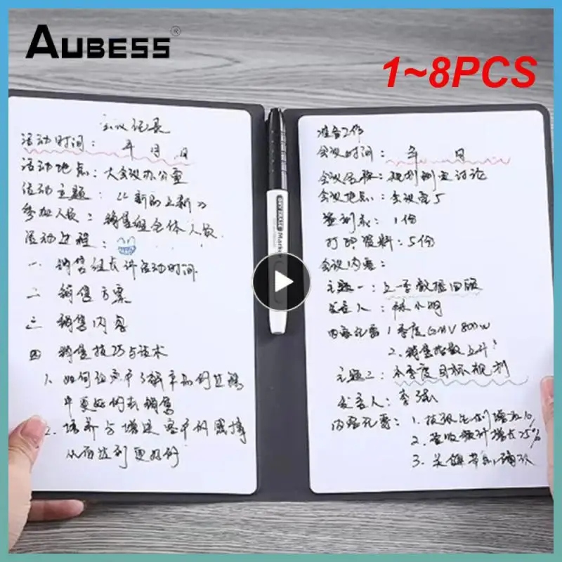 

1~8PCS Reusable Whiteboard Notebook Leather Memo Free Whiteboard Pen Erasing Cloth Weekly Planner Portable Stylish Office