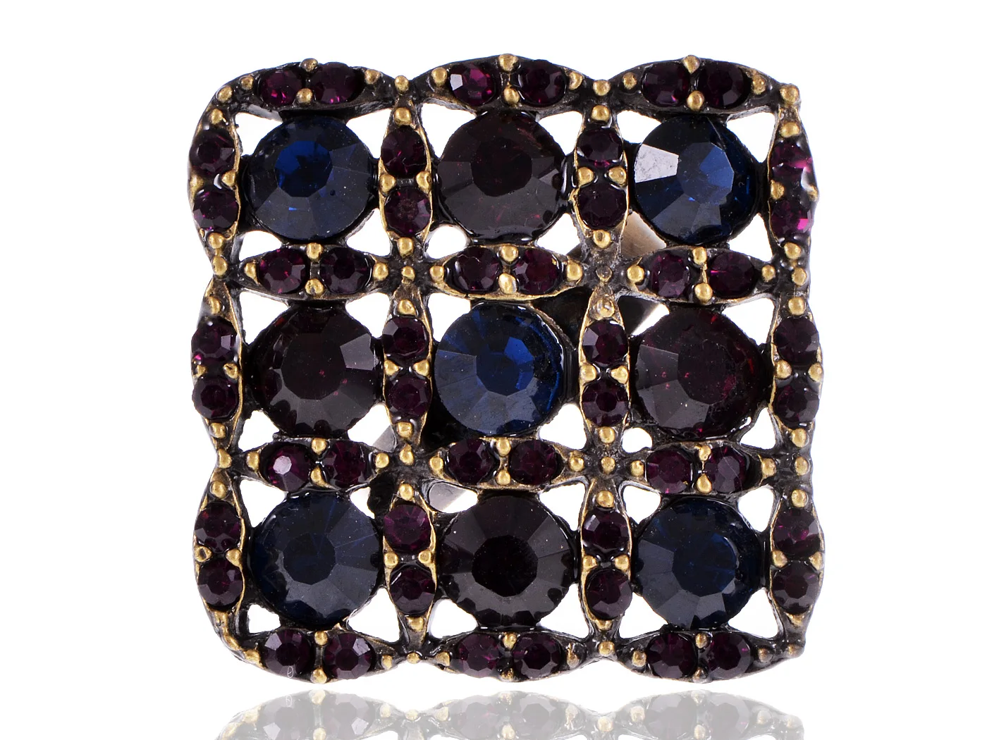 

Геометрическое пурпурное синее ярко-розовое Кристальное регулируемое кольцо в виде цветочной сетки Стразы