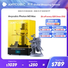 ANYCUBIC Photon M3 Max LCD 3D Printer 13.6 Inch 7K Screen Auto Resin Filling Larger Resin Printing Size 298*164*300mm