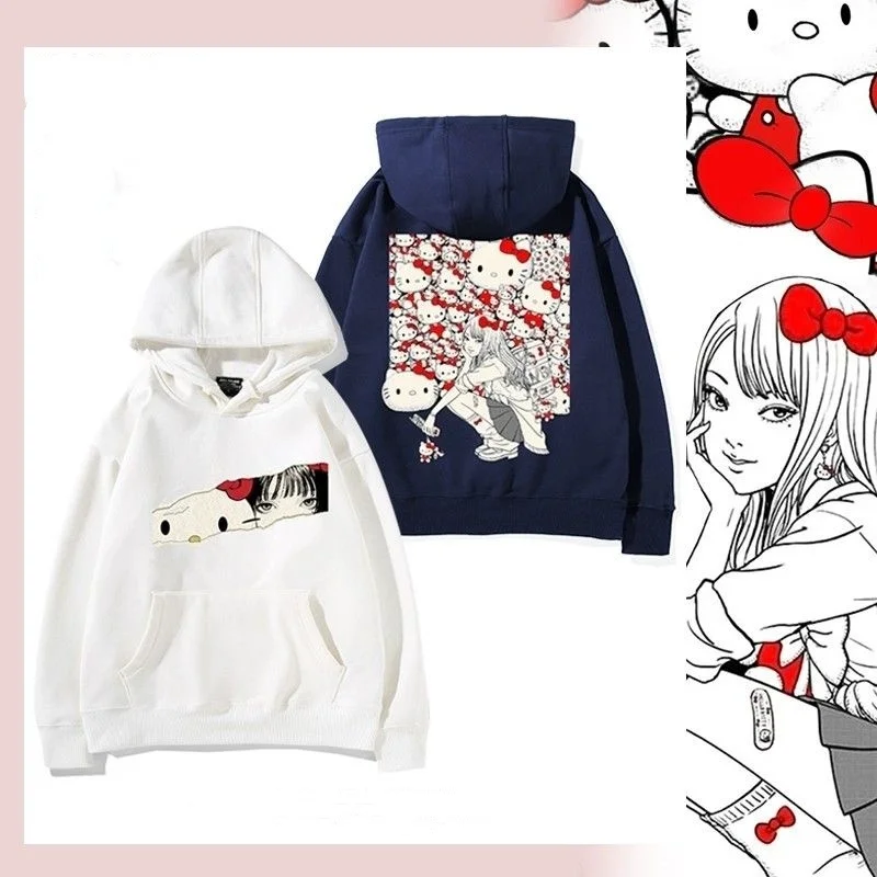 Miniso большие толстовки с капюшоном Hellokitty Tomie Kawakami мультфильм KT Harajuku плюшевые