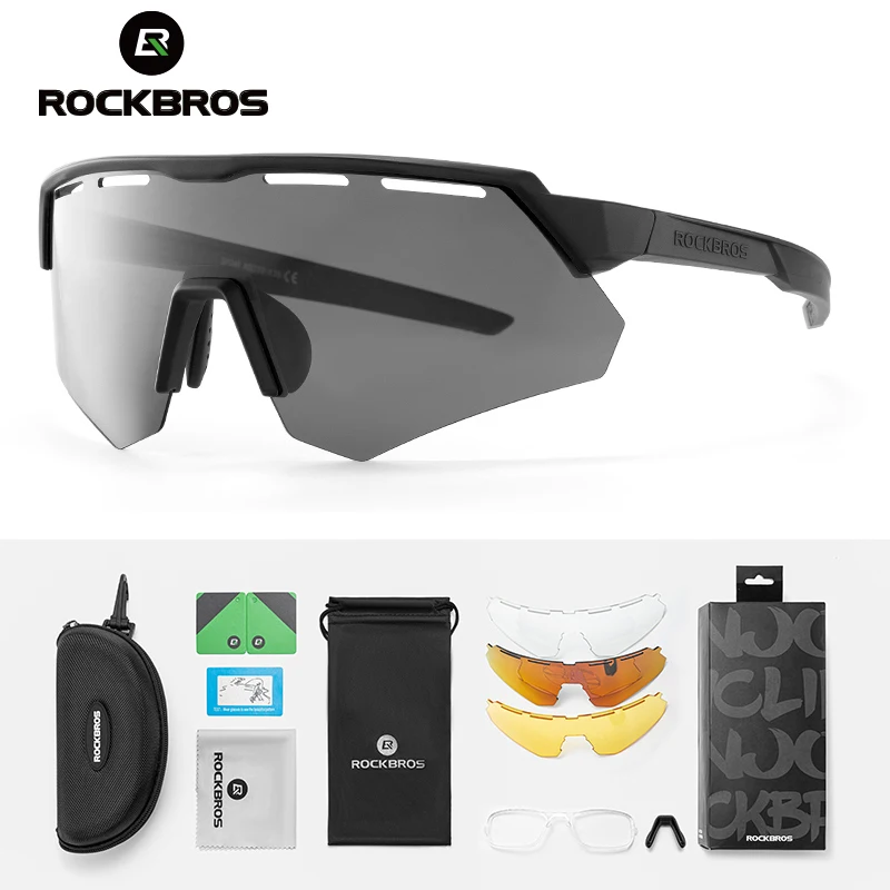 

ROCKBROS Red-dot Bike Glasses Polarized Bicycle Glasses 4Lens MTB Road Cycling Eyewear Glasses With Myopia Frame Sunglasses