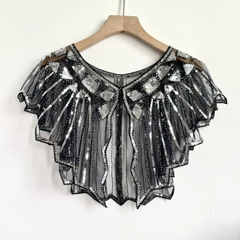 Новинка весны 2022 маленькая шаль без рукавов сетка с блестками универсальная