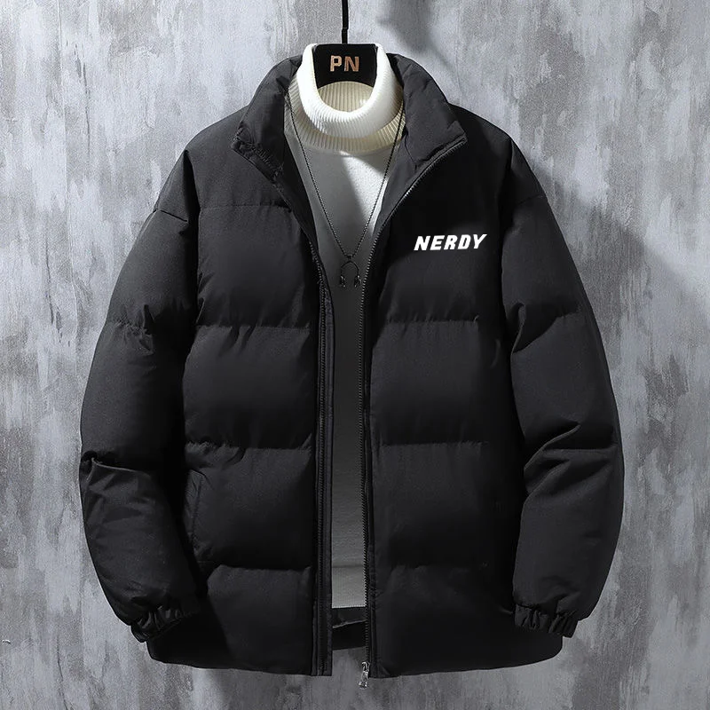 

Men's stand up collar solid color casual parka winter jacket thickened warm jacket women's fashionable new street wear 5XL