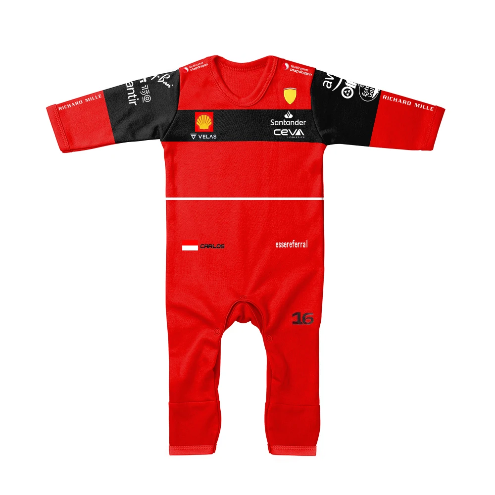 2022 New Season F1 Racing F1-75 Model 16-55 Yards Baby Jumpsuit Red Extreme Sports Fan Romper Indoor And Outdoor Clothing