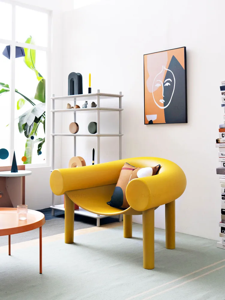 

Modern Armchair Plastic Living Room Home Furniture Sofa Chair Nordic Design Elephant Leg Chair Single Relaxing Armchairs Chair