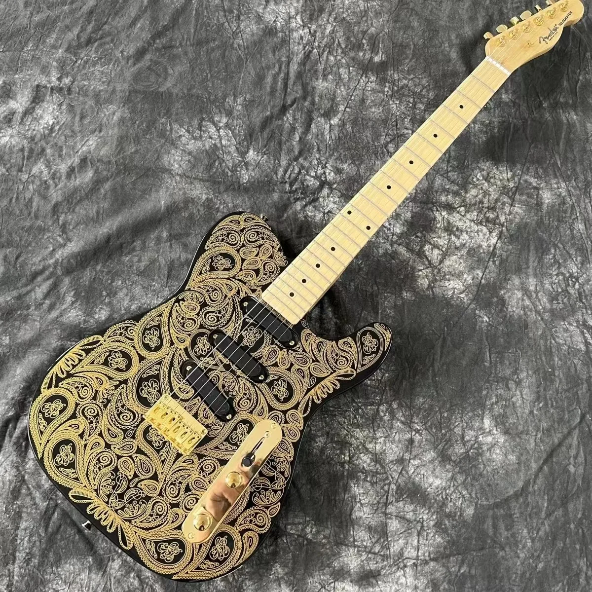 

New telecast-er electric guitar gold pattern Wong imported parts interchangeable with paragraph guitar @3