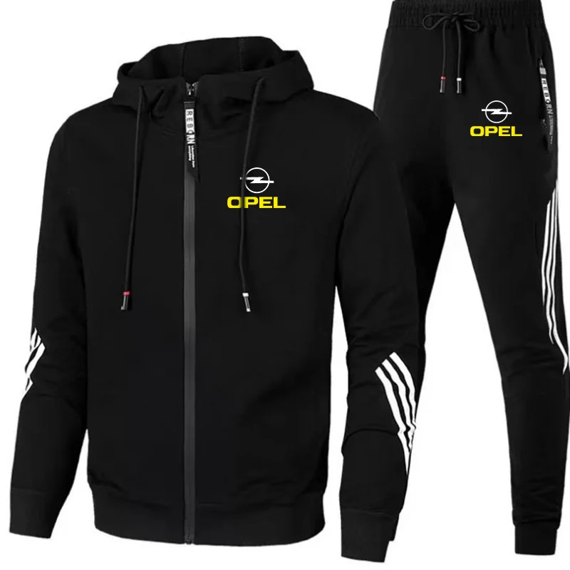 

Mens Hot 2021 OPEL Spring Hoodies Sweatpants Man's Comfortable Cotton Trousers Sport Suit Set Fitness Zipper clothes