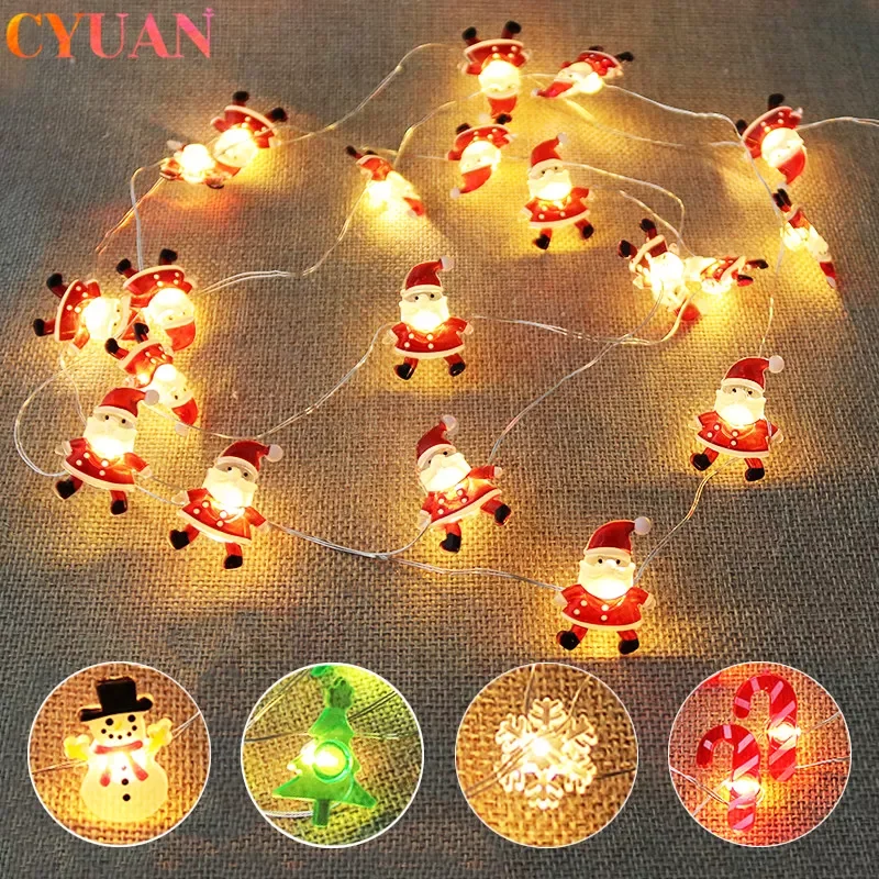 

2M Santa Claus Christmas Tree LED String Lights Garland Snowflakes Christmas Decoration for Home Fairy Light New Year Xmas Decor