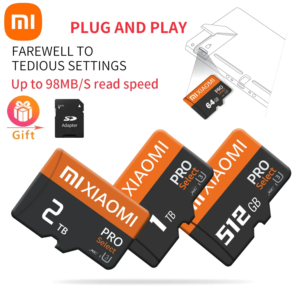 Карта памяти Xiaomi 2TB 1TB 512 ГБ 128 Micro TF/SD-карта класса 10 высокоскоростная карта