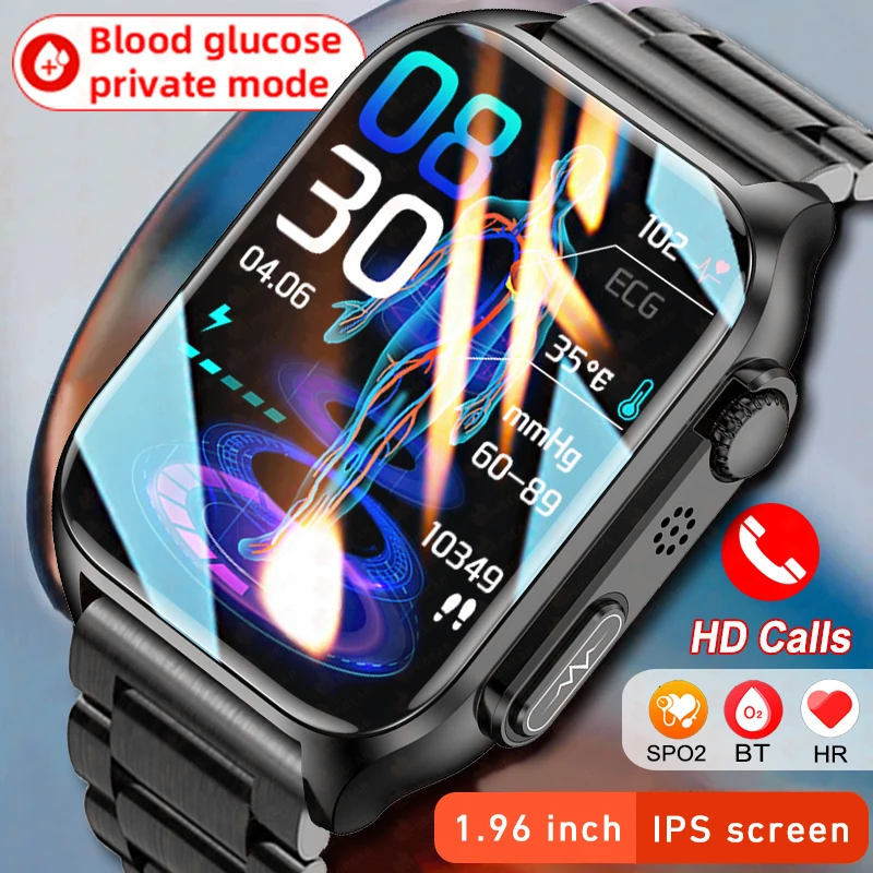 

Painless Non-invasive Blood Glucose Monitoring Smart Watch ECG+PPG Thermometer Health Watch Bluetooth Call Smartwatch Men Women