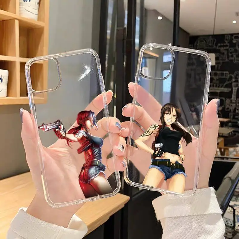 

ZORORONG BLACK LAGOON Cartoon Phone Case Transparent Soft For iphone 5 5s 5c se 6 6s 7 8 11 12 13 Plus Mini X XS XR Pro Max