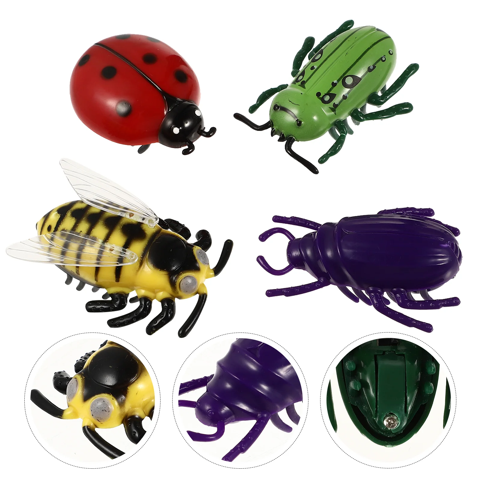 

4pcs backdrop insect toys bugs toys artificial ladybugs electric walking moving insect ornaments supplies for kids cats bugs