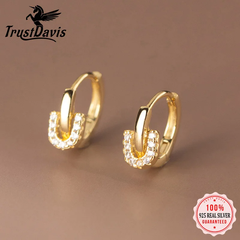 

TrustDavis реальное искусственное серебро 2022 обруч крест поворот сердце очаровательные серьги-кольца для женщин мужчин простые изящные ювелирн...